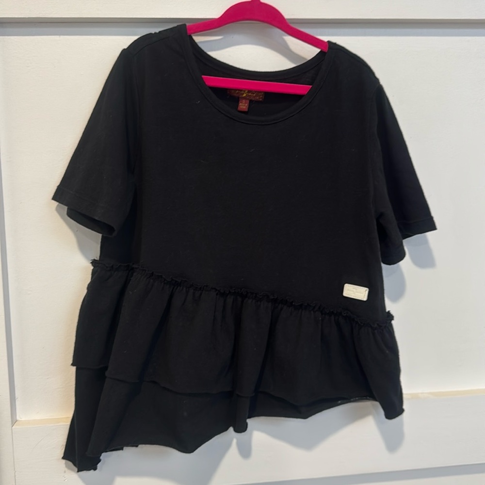 ❤️ 7FAMK Seven for all Mankind Asymmetrical Tiered Ruffle Tee ❤️ F5